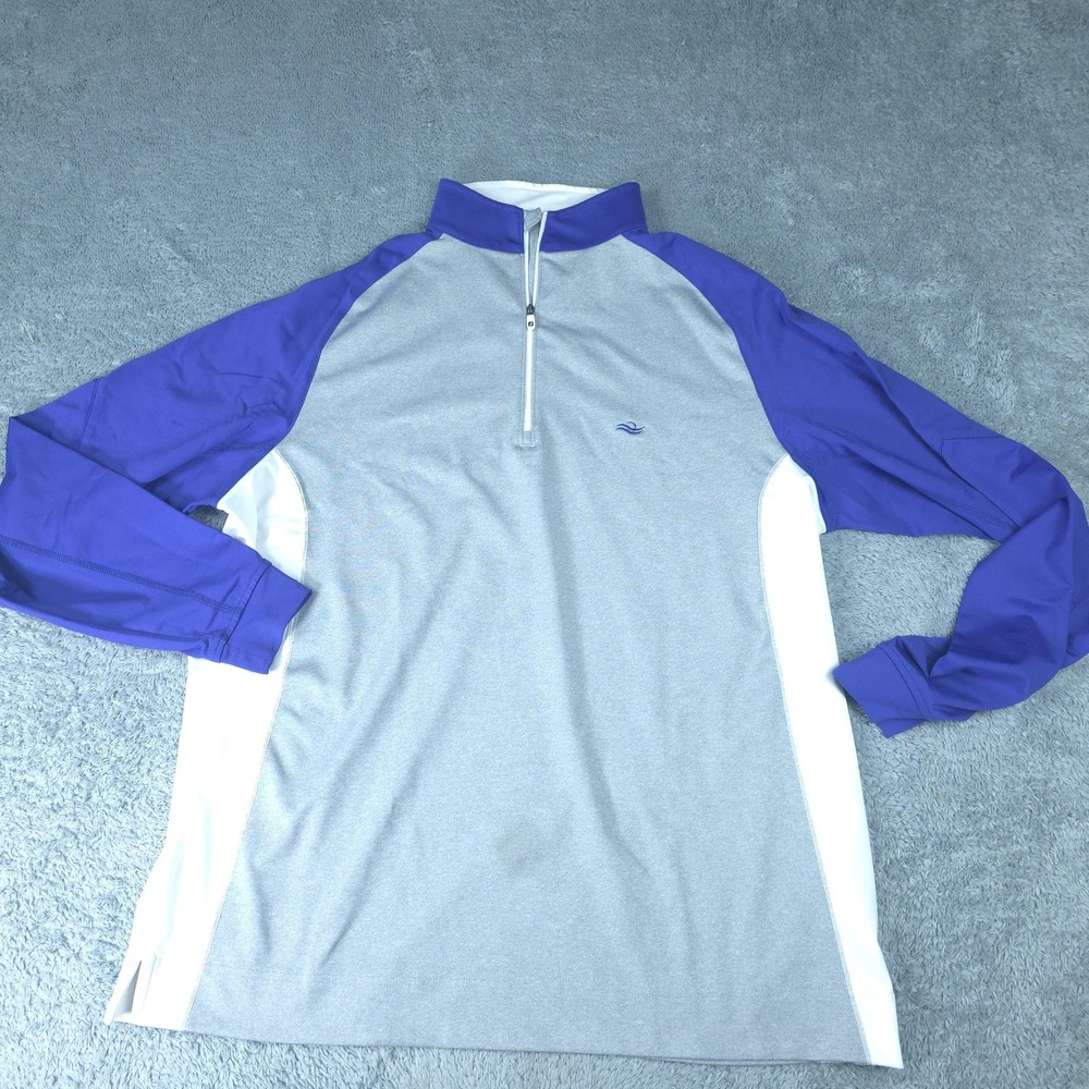 FootJoy Pullover Mens Large Gray Purple 1/4 Zip Mock Neck Stretch Golf Top